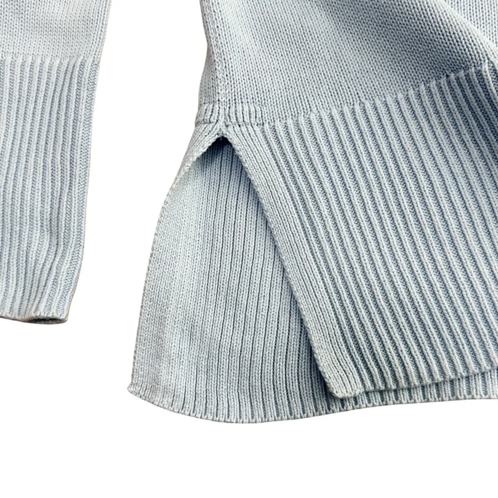 Gap Sweater Crew Neck Wide Ribbed Hem Cuffs Women Sz Small Side Slit Light Blue - Picture 3 of 10